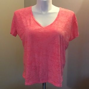 LNL Brand Pink V-neck Short Sleeve Tee